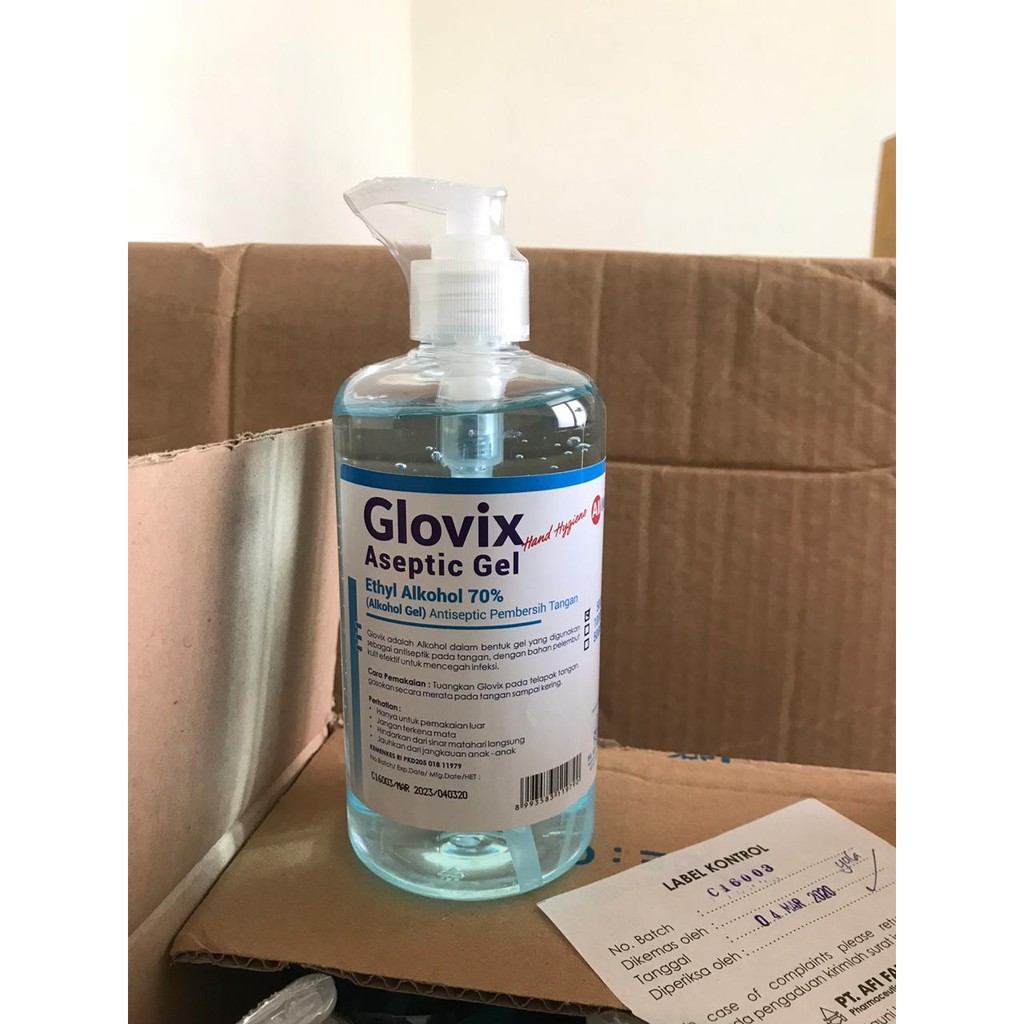 GLOVIX ASEPTIC GEL ANTISEPTIC ETHYL PEMBERSIH TANGAN 500 ML