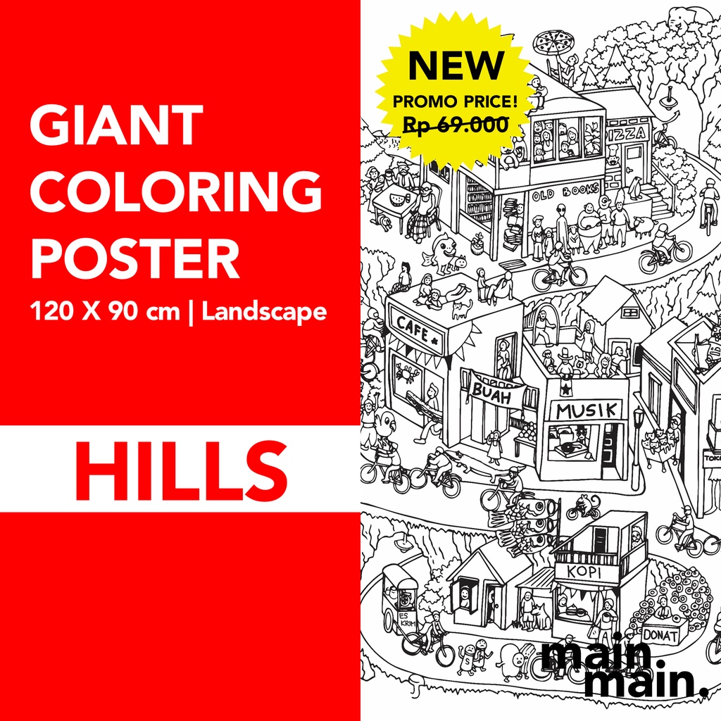 

[HILLS] KIDS Giant Coloring Poster - Kertas Mewarnai SUPER BESAR (120x90cm)