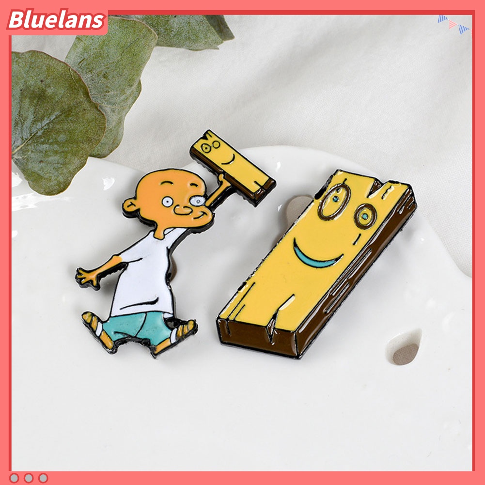 Bros Pin Desain Kartun Pria Dan Wanita Bahan Alloy Kayu Untuk Denim