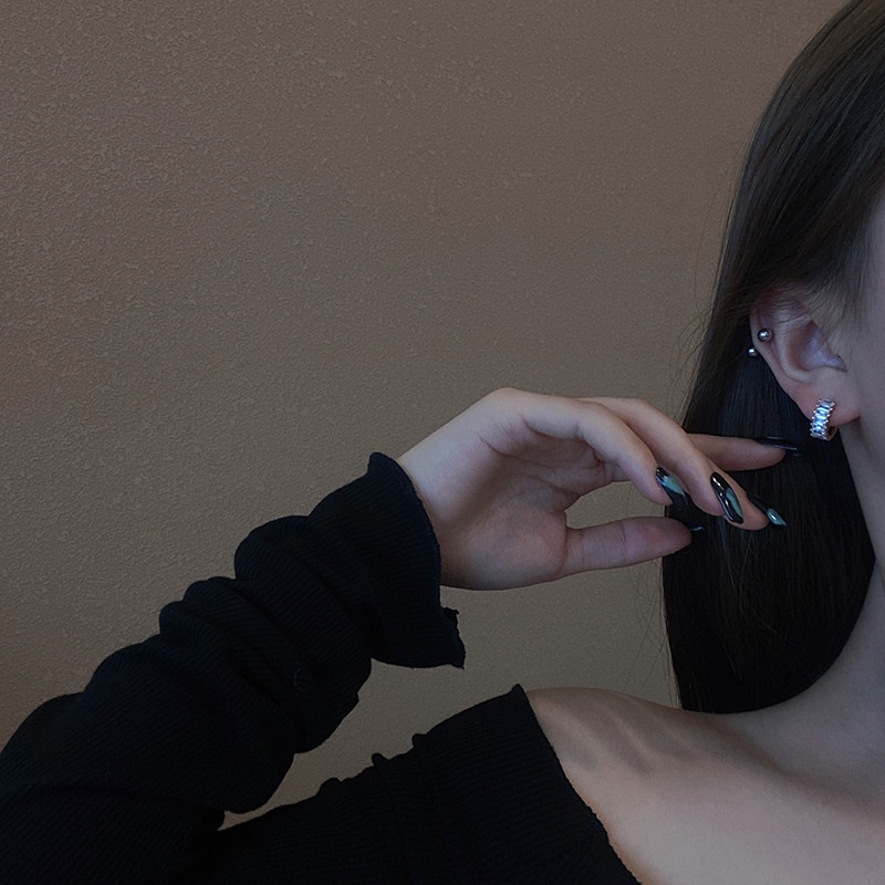 Anting Bulat Simple Bahan Sterling silver 925 Dengan Zircon Untuk Wanita