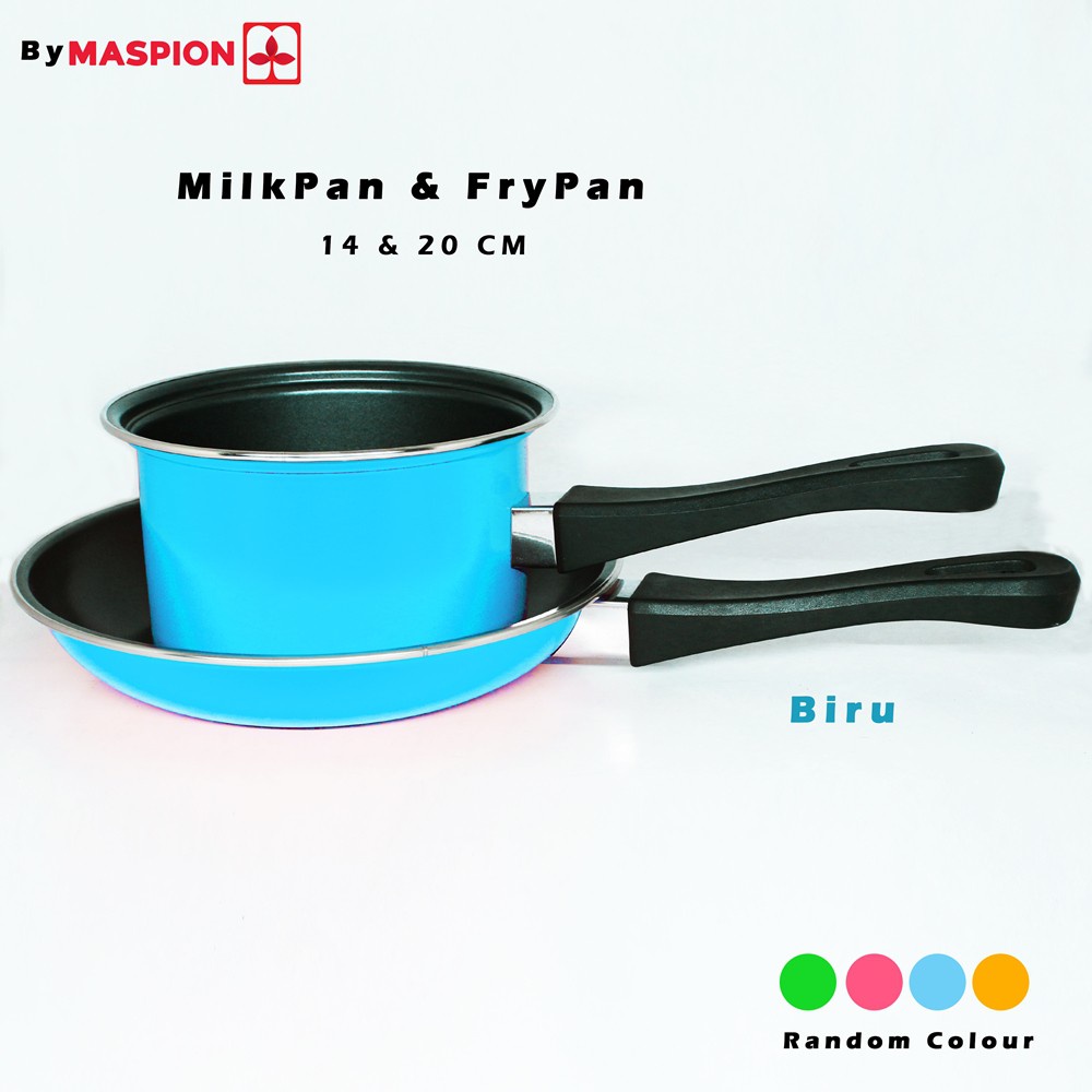 Maspion Pastela susu Panci Milk Pot Teflon + Frypan Anti Lengket 1set Isi 2pc / panci wajan teflon goreng rebus kukus masak mi telor telur kulit lumpia multifungsi anti lengket