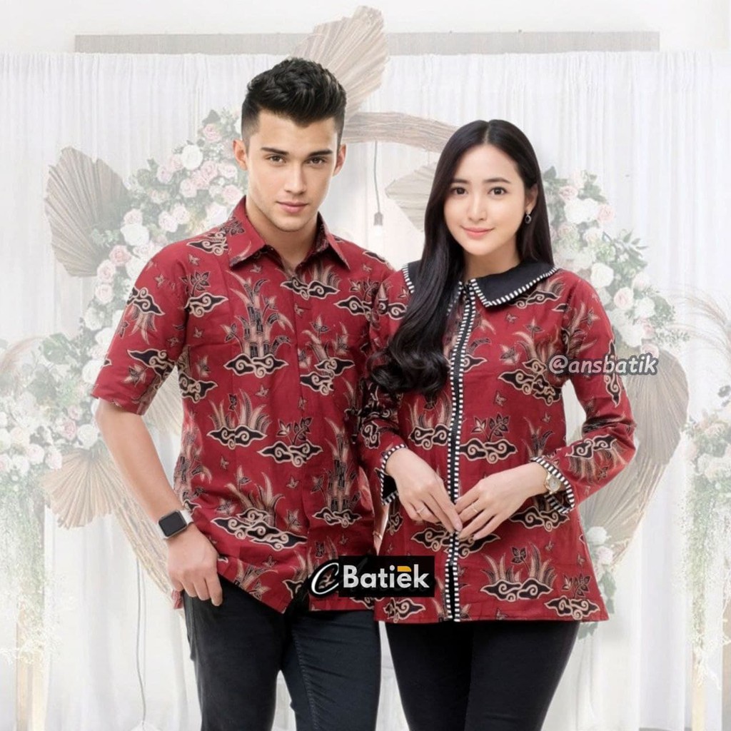 [12.12] COUPLE BATIK NEW HEM BLUS BLOUSE TRENDING INTERNATIONAL COUPLE SERAGAM TERLARIS -BATIK PITTO