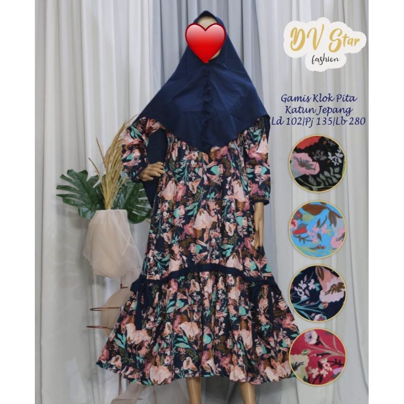 Gamis Katun Jepang ORI set Hijab Ceruty