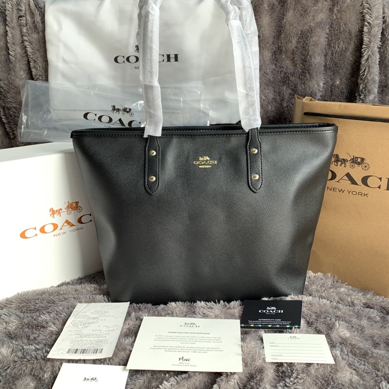 COACH TOTE BAG CROSSGRAIN CITY ZIP LARGE