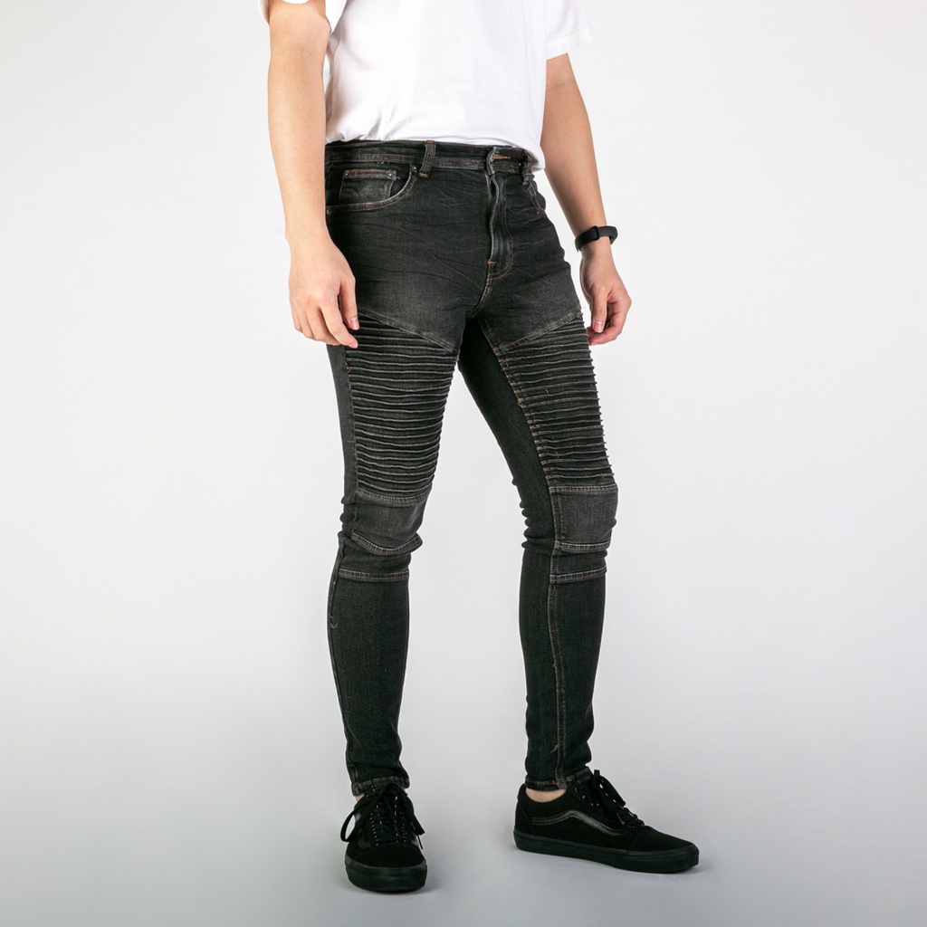UNITEDJEANS - Celana Jeans Pria Bahan Stretch Denim - Biker Jeans - Exodius Black - (UJB-10)