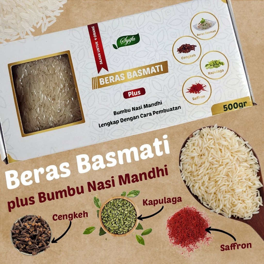 BERAS BASMATI SYIFA PLUS BUMBU NASI MANDHI KEBULI BUKHORI KABSAH BRIYANI 50 GR BISA COD