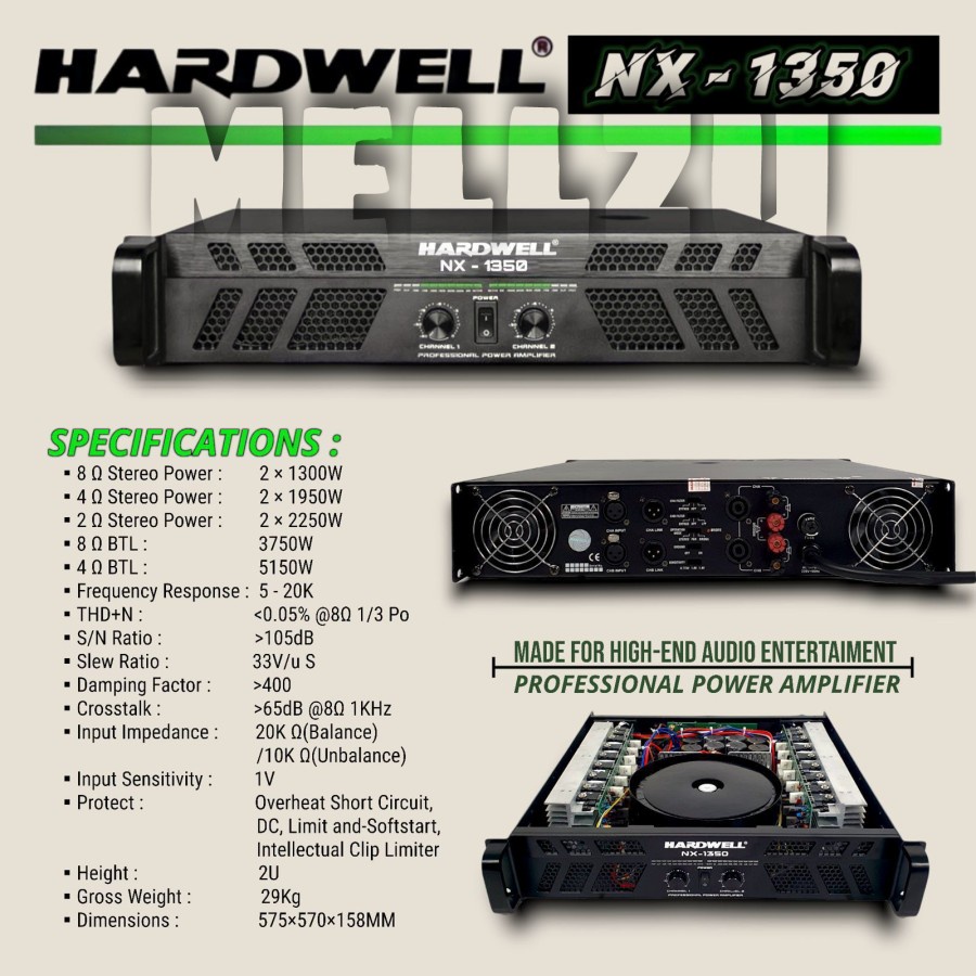 Power Hardwell NX 1350 NX-1350 NX1350 Power Amplifier 2 Channel Original