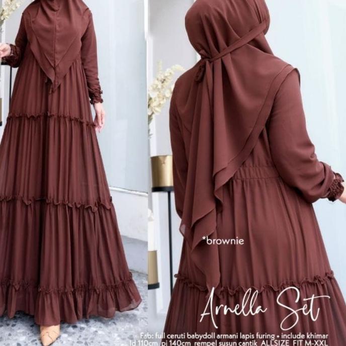✨ Baju Gamis Syari Wanita Terbaru 2022 Arnilla Syari Ceruty Mewah Baju Lebaran 2022 Gamis Polos Busu