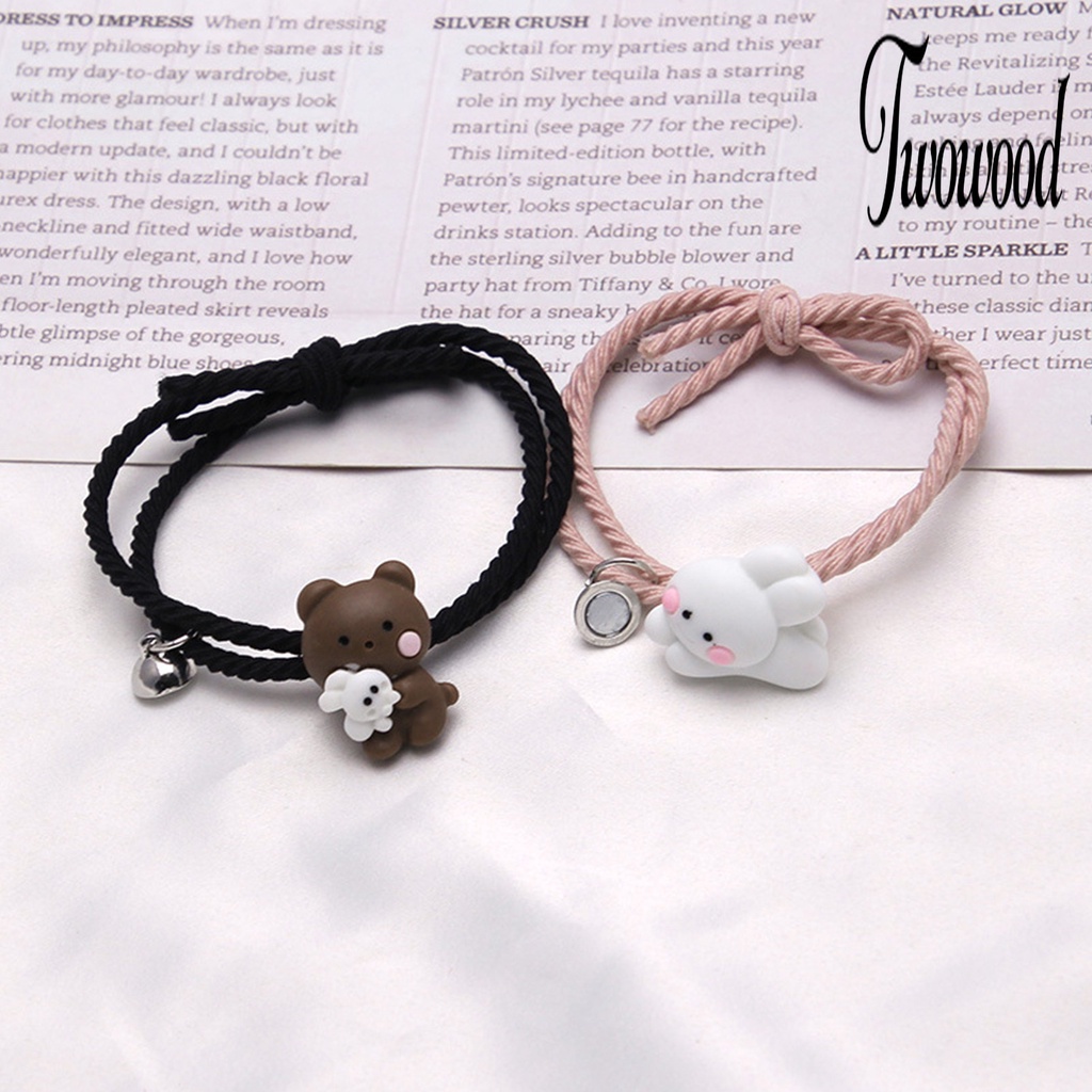 2pcs Gelang Pasangan Desain Kartun Untuk Hari Valentine