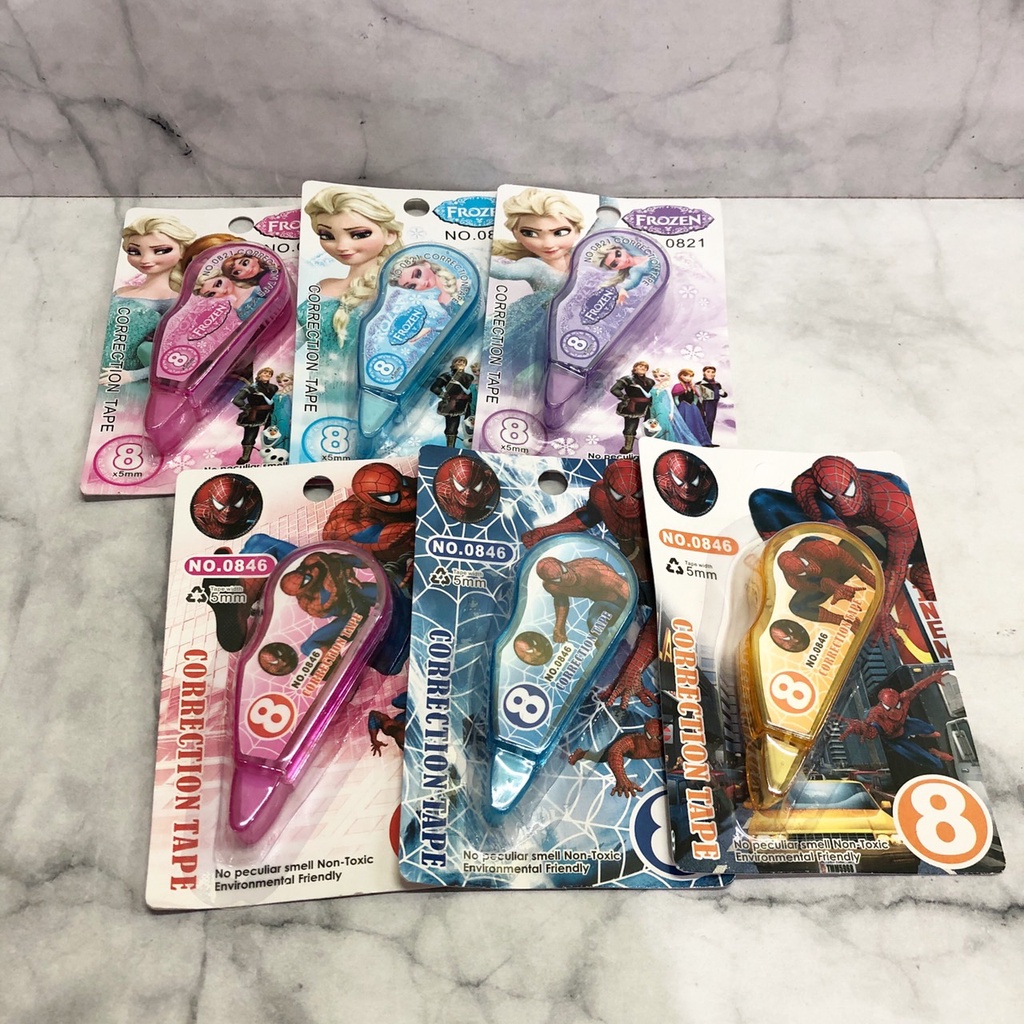 

992 - Tip X Anak Motif SpiderMan Frozen Let It Go / Tape X / Tipe X / Tip Ex / TipEx / Correction Pen