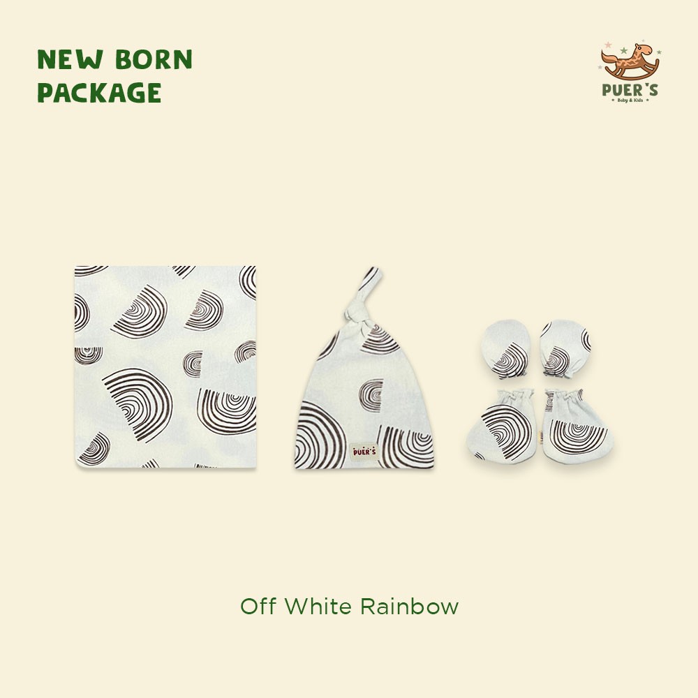 NEWBORN PACKAGE (SWADDLE SET) OFF WHITE RAINBOW