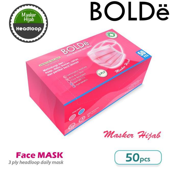 Masker Hijab 3 ply BOLDe Original - Merah Muda
