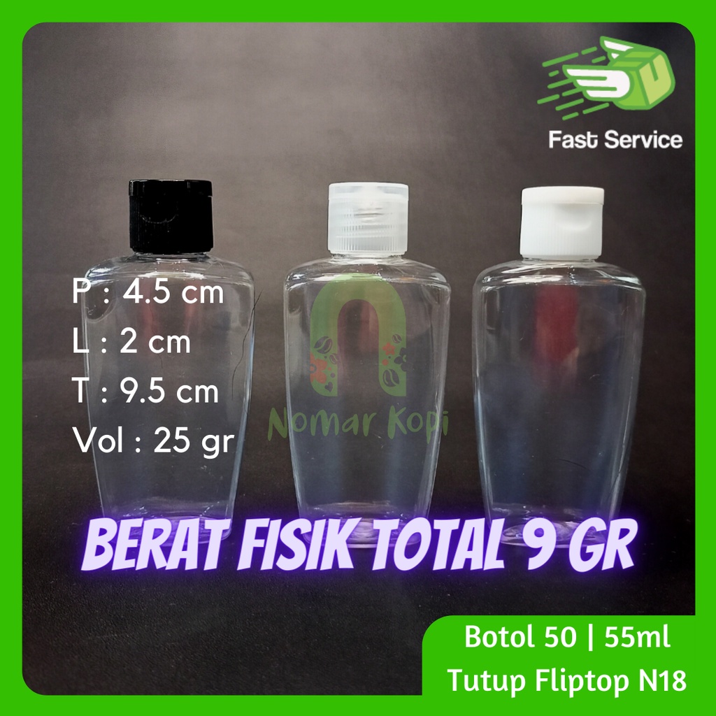 Botol Plastik 60ml Fliptop PET Clear Kosmetik Toner Hand Sanitizer Sabun