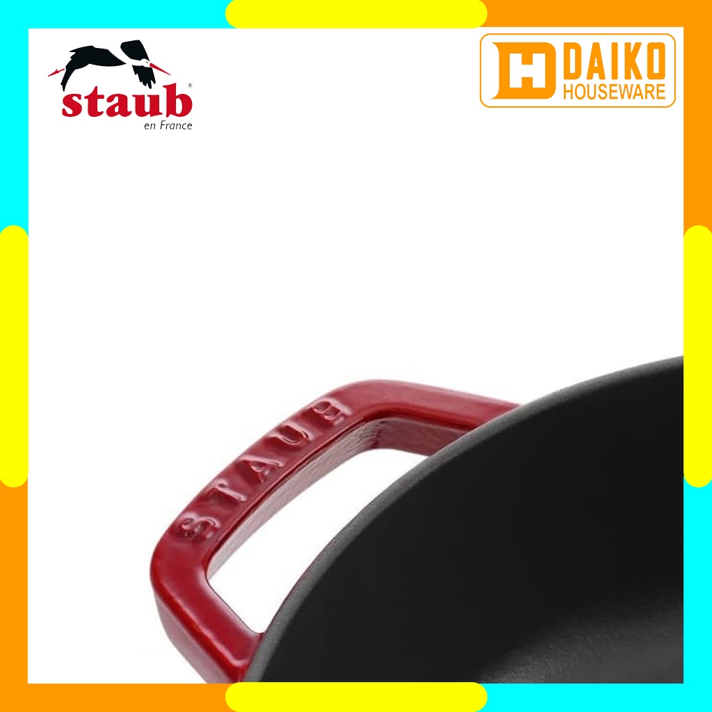 Panci Staub Round Saute Pan Chistera Lid 28Cm Cherry Cocok Untuk Sema Jenis Kompor Original Staub