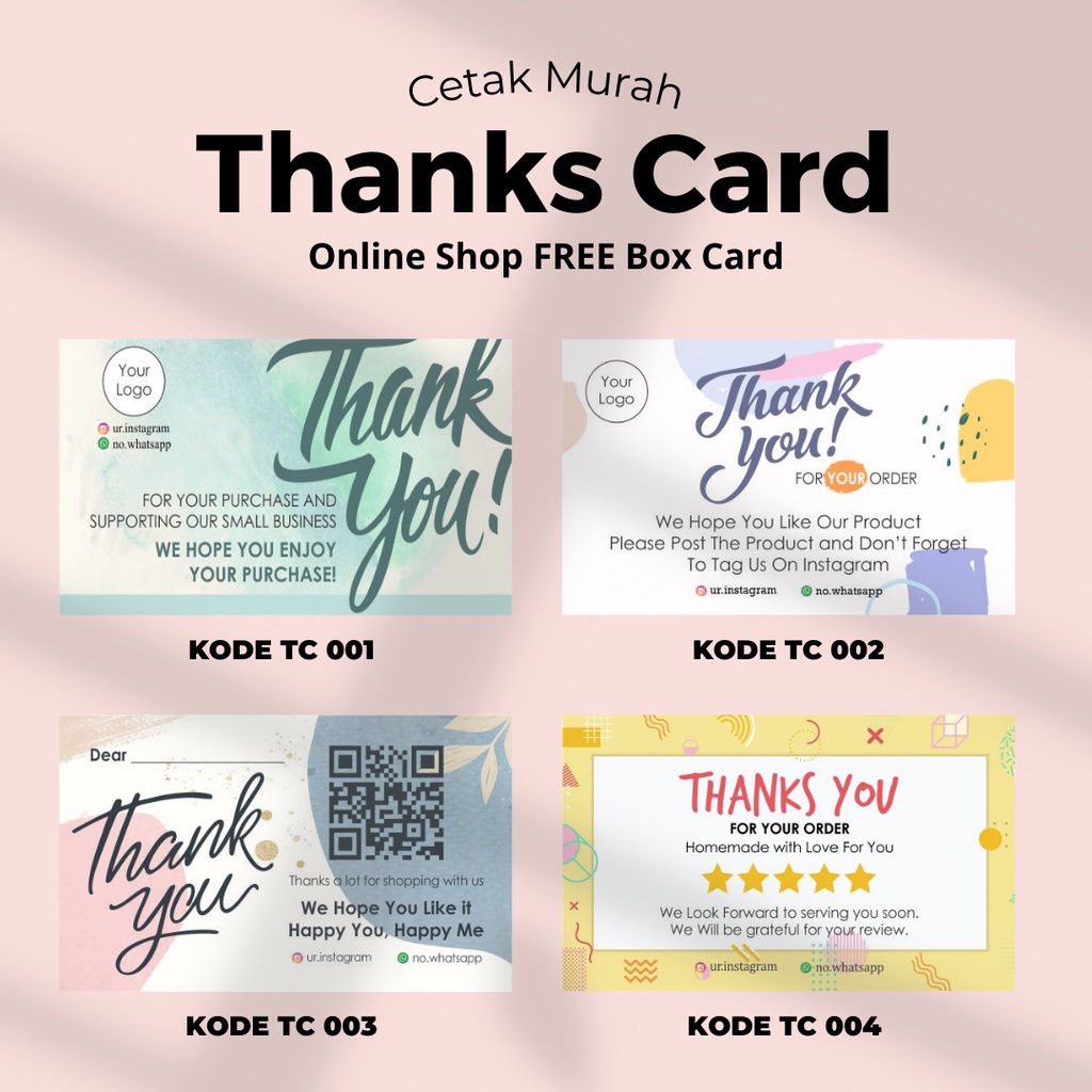 

[FREE BOX] Thanks Card Online Shop / Kartu Ucapan Terima Kasih Ukuran 9x5,5 cm