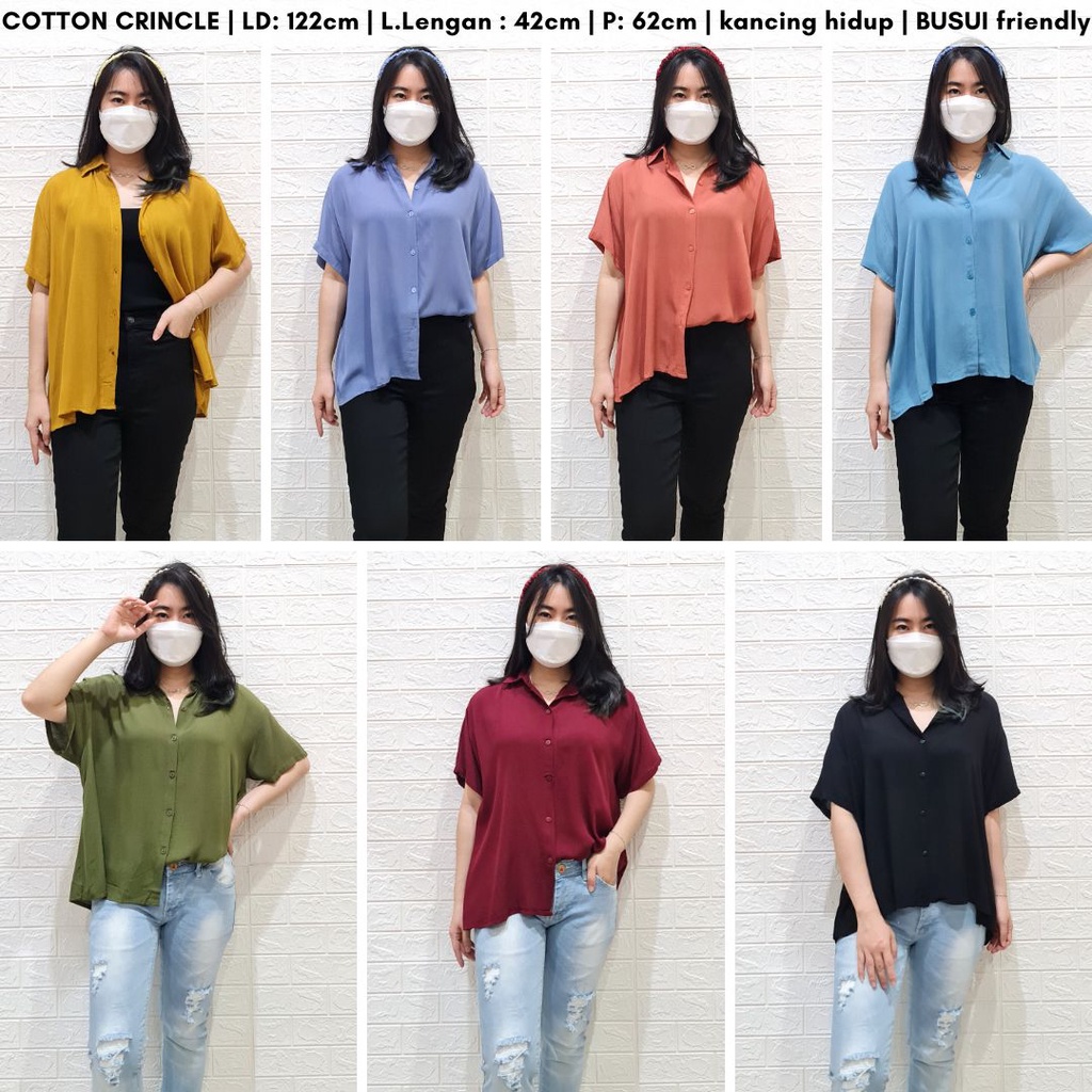 3371 belva oversize shirt kemeja katun polos busui friendly