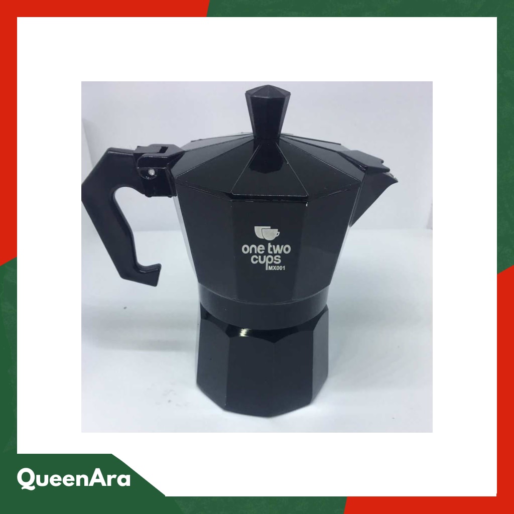 One Two Cups Espresso Coffee Maker Moka Pot Teko Stovetop Filter MX00