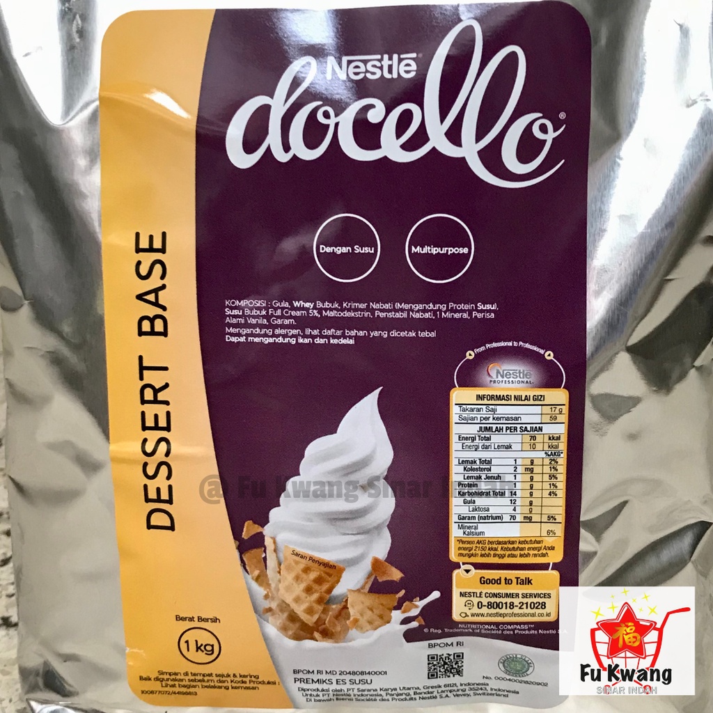 Nestle Docello Dessert Base 1 kg / Soft Ice Cream / Es Krim Lembut / Milkshake / Smoothies / Ice Blended