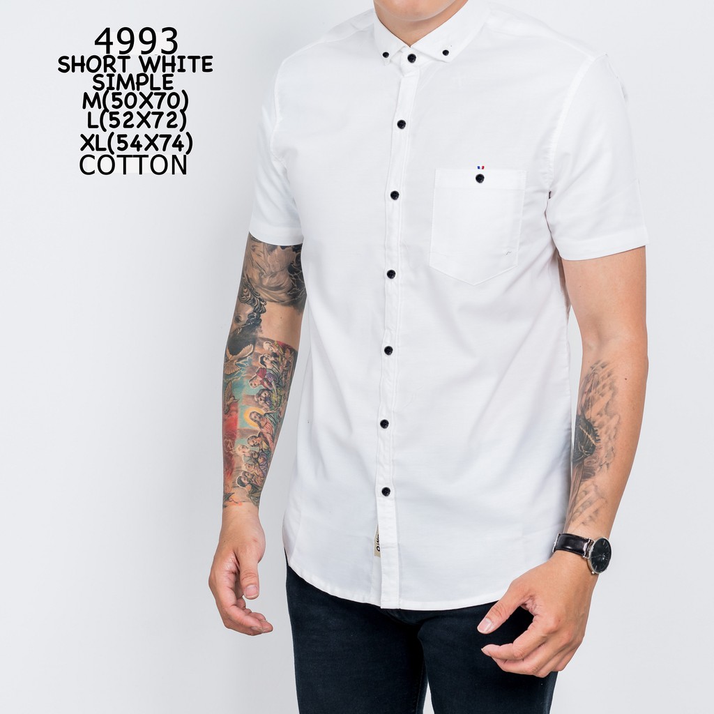 Brotherholicstore Kemeja Pria Polos Putih Lengan Pendek Slimfit