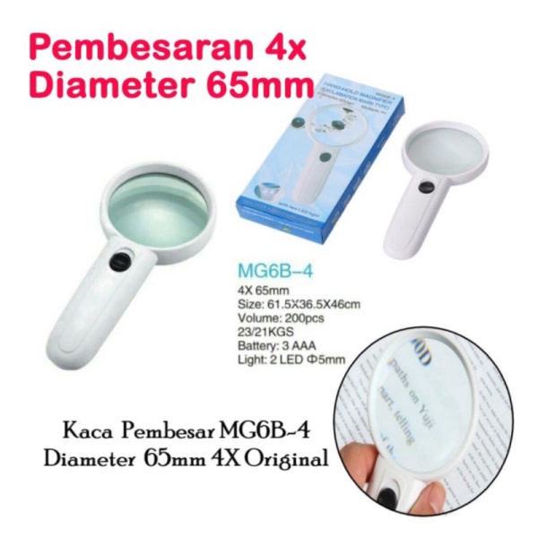 

KACA LENSA PEMBESAR 65mm MG6B-4 DIAMETER 4X ORIGINAL - magnifier Murah