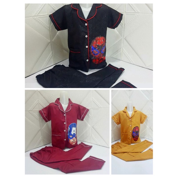 OLV/ baju tidur piyama/ anak cowok/ LED nyala 1 lampu / gambar random