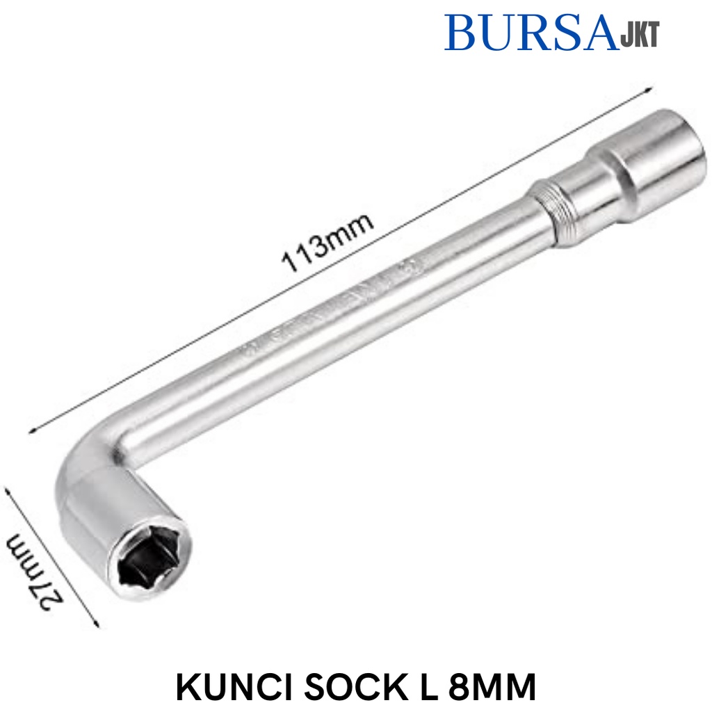 KUNCI SOK SOCK SHOCK WRENCH L PENDEK 1/2 6PT DUAL 8 MM