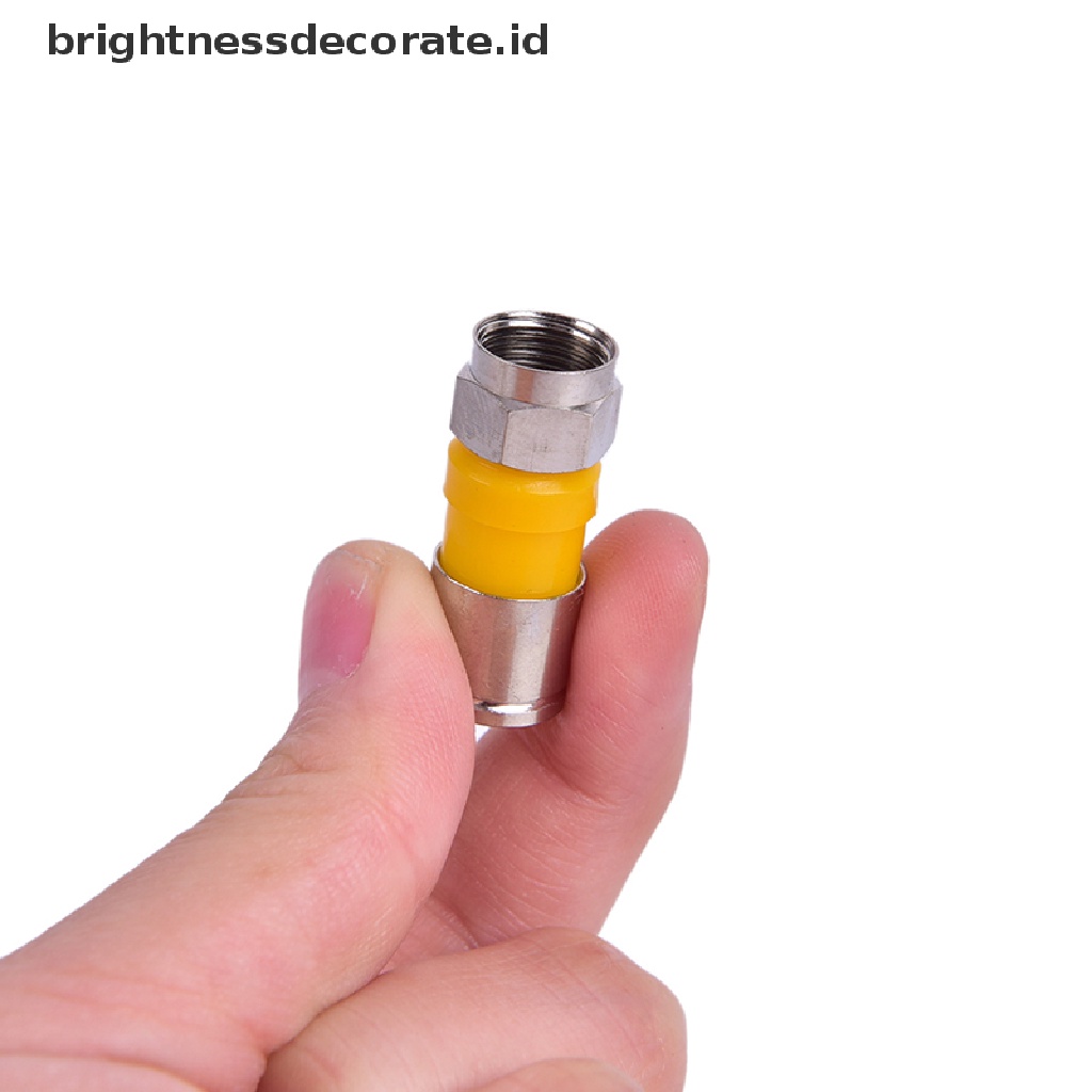 10pcs Rg6 Konektor Kompresi Tipe F Ukuran 2.8cm