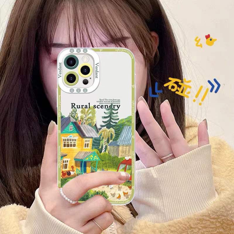 Soft Case Motif Tanaman Untuk IPhone 14 13 11 Pro MAX mini 6S 7 8 Plus XR