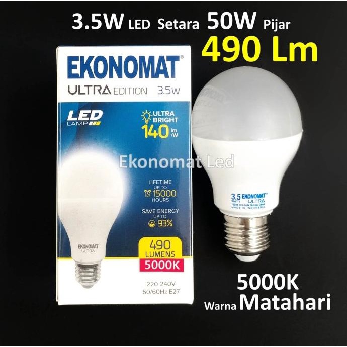 ] Lampu LED Ekonomat ULTRA 490 Lm 3,5W Warna Matahari 5000K Bohlam