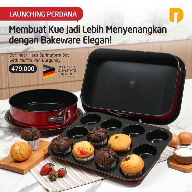 Berlinger Haus Springform Set with Muffin Pan Burgundy