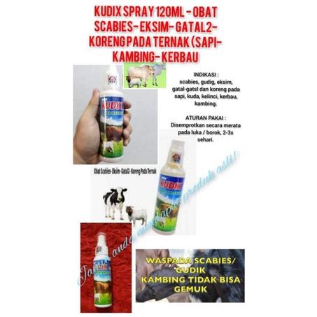 Kudix spray obat gudig koreng infeksi kulit hewan 120ml