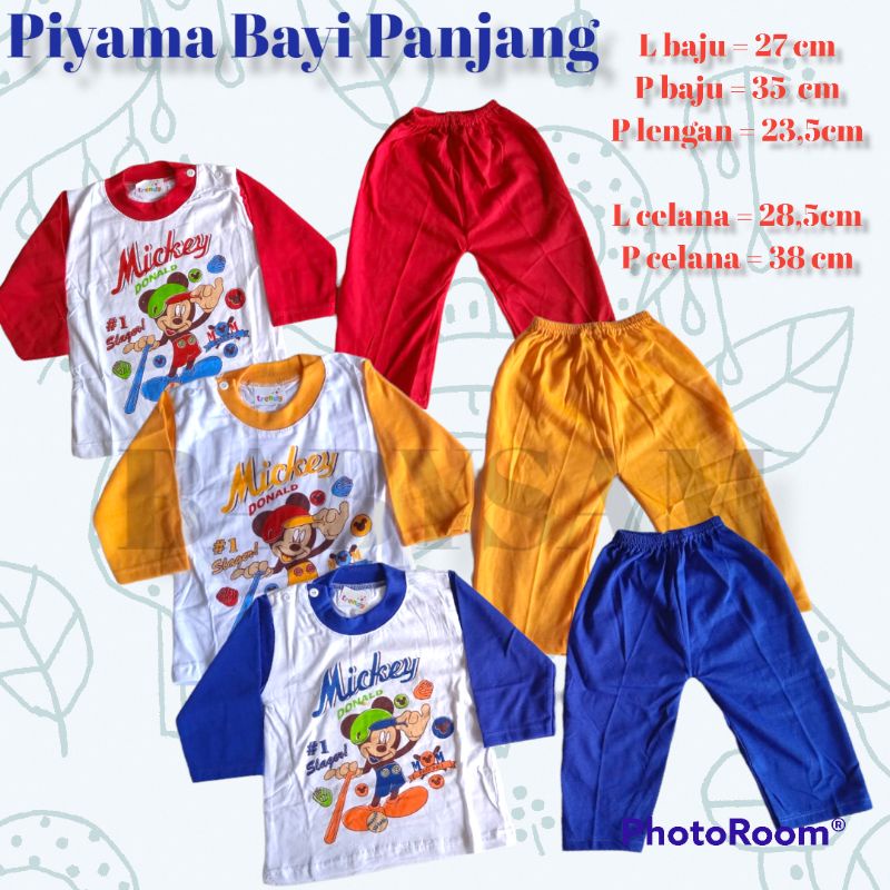 Setelan Bayi Trendy Lengan Panjang || Piyama Bayi 2-12Bulan