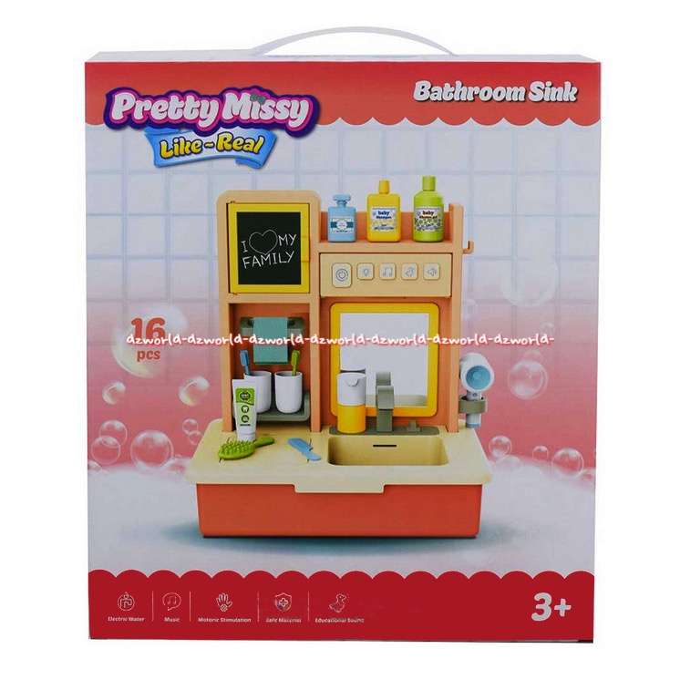 Pretty Missy Bathroom Sink Mainan Anak Peralatan Wastafel Kamar Mandi Biru Orange Cuci Tangan Prettymiss