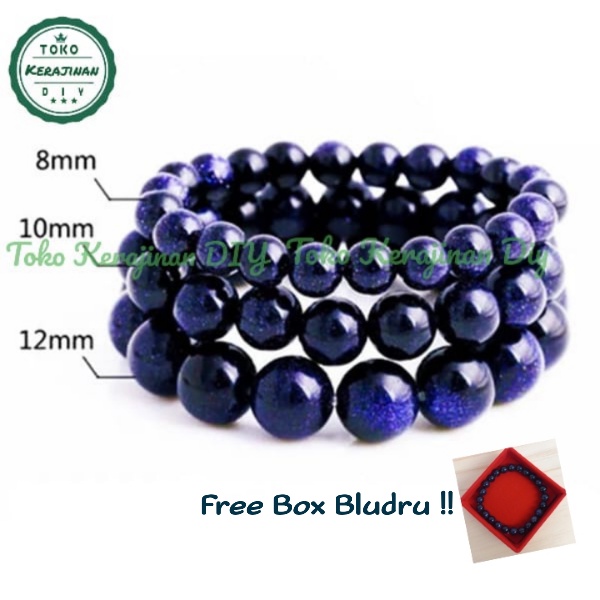 [ FREE Box ] Gelang Batu Pasir Emas Biru 6/8/10mm Gelang Tangan Premium Quality