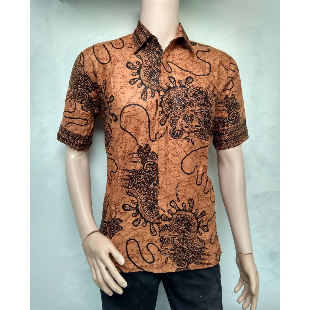 Baju Batik Pria Cumi Coklat M L XL XXL