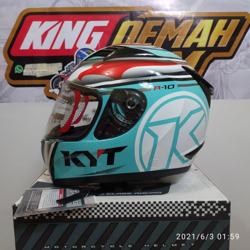 HELM KYT R10 AQUA VISOR FLAT CLEAR PINLOCK READY HELM KYT R 10 AQUAMARINE FLAT VISOR MURAH KYT R10