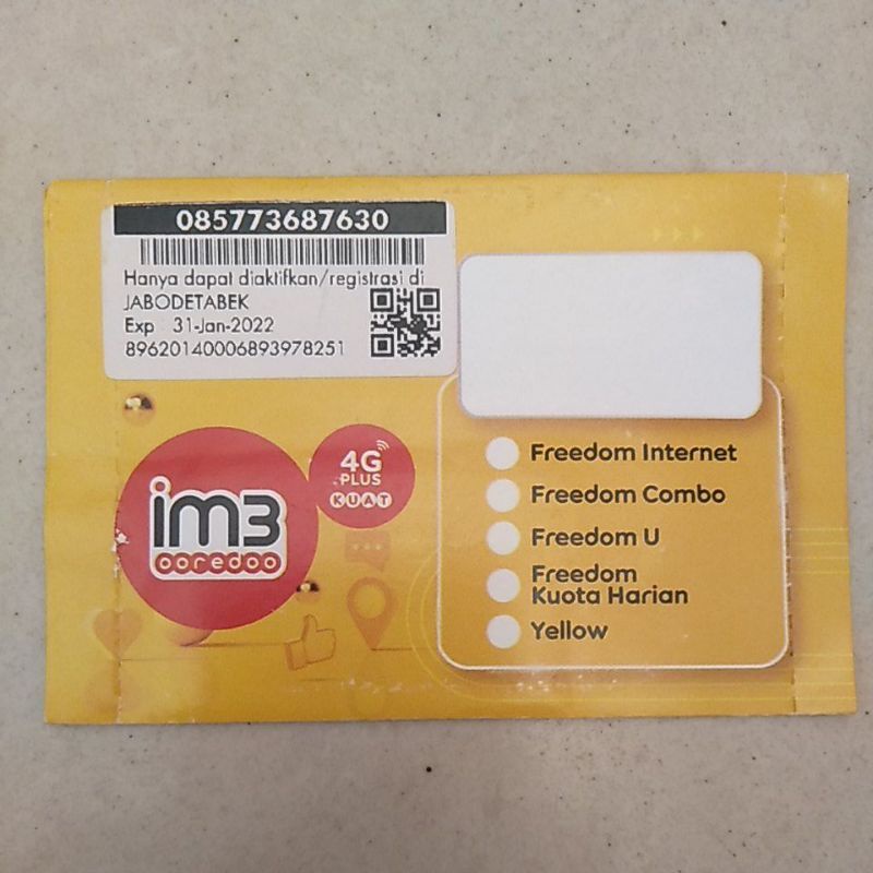 Kartu perdana indosat / Perdana Im3 Ooredoo