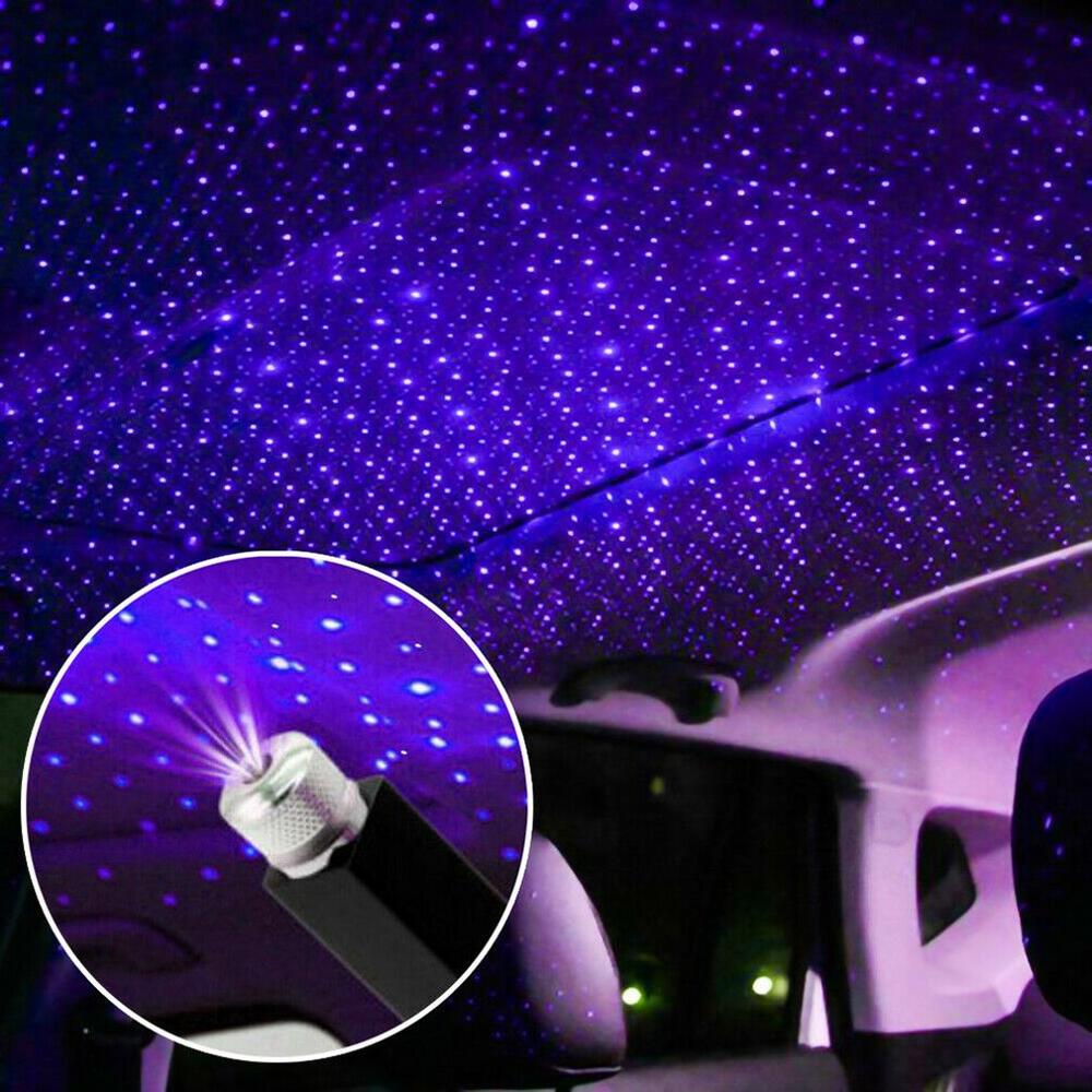 Lampu Proyeksi LED Mini Malam Bintang USB Suasana Mobil Cahaya Bintang Biru Dekorasi Interior Laser Plafon Ambient Starry Sky Light