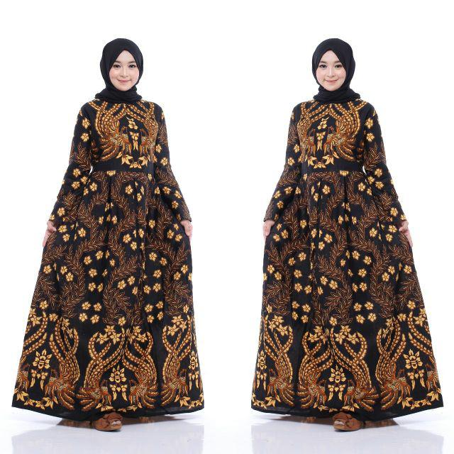 BATIK COUPLE GAMIS Maura Couple - Sania Ruffle Batik Couple ori Ndoro jowi DNT Garansi Termurah-Gamis mpret kuning