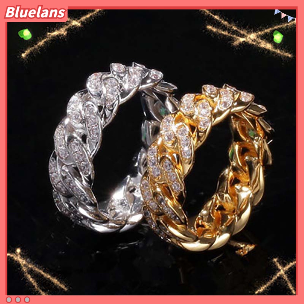 Bluelans Cincin Bahan Alloy Model Twisted Aksen Cubic Zirconia Untuk Hadiah