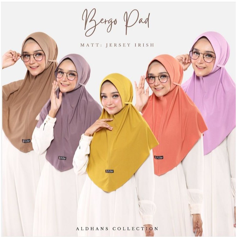 Big Sale hijab instan AlDhans BERGO PAD SHAFA Tali Original Jersey Irish Premium