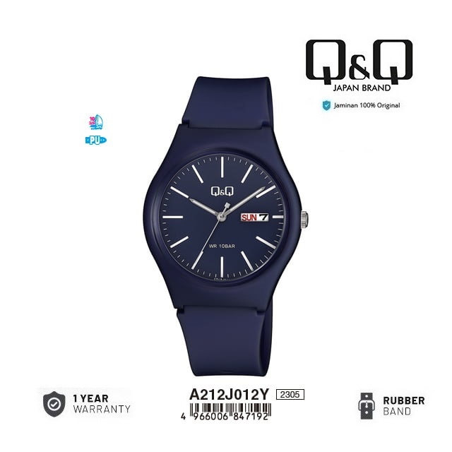 Q&Q QQ QNQ A212 A212J A212J012Y DAYDATE DISPLAY ANALOG ORIGINAL WATCH JAM TANGAN PRIA WANITA
