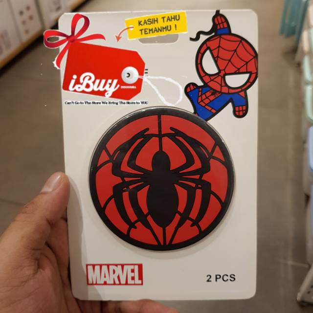 Miniso Spiderman Logo Rubber Karet Tatakan Gelas Anti Licin 2 pcs
