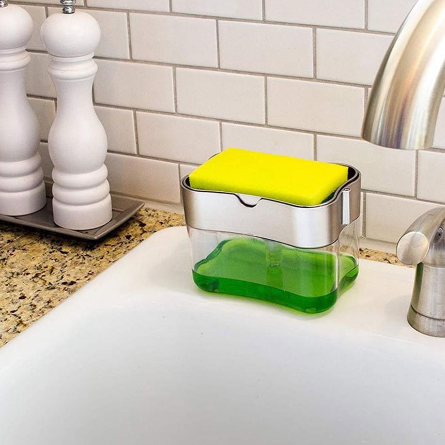 SHABRINA FASHION!! DISPENSER SABUN CUCI PIRING SPONGE HOLDER [GRATIS SPONS] CUCI PIRING 2IN1