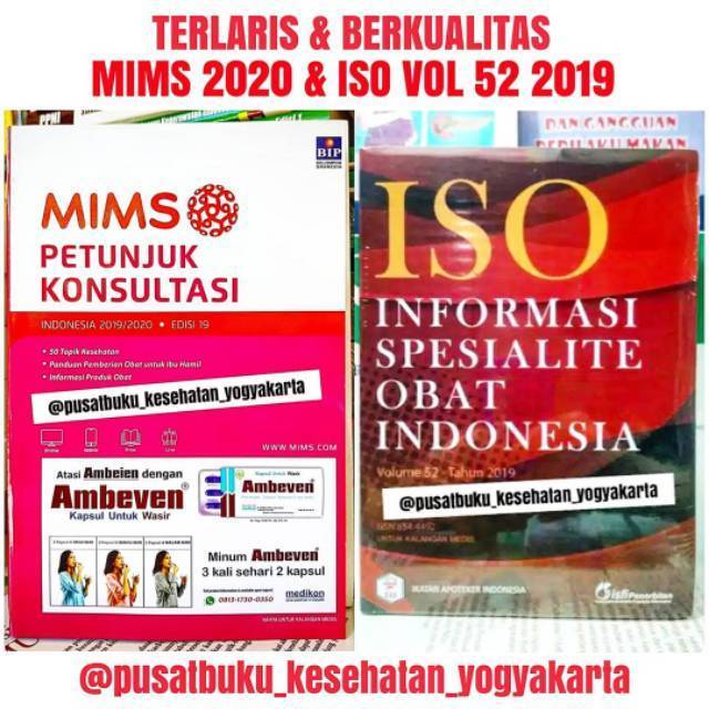 Paket 2 Buku MIMS 2020, ISO 2019 Informasi Spesialite Obat Indonesia, ISO Vol 52 2019