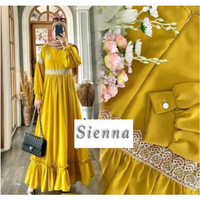 SIENNA Ceruty | S M L XL XXL XXXL 5L | Baju Gamis Wanita Polos Jumbo-6