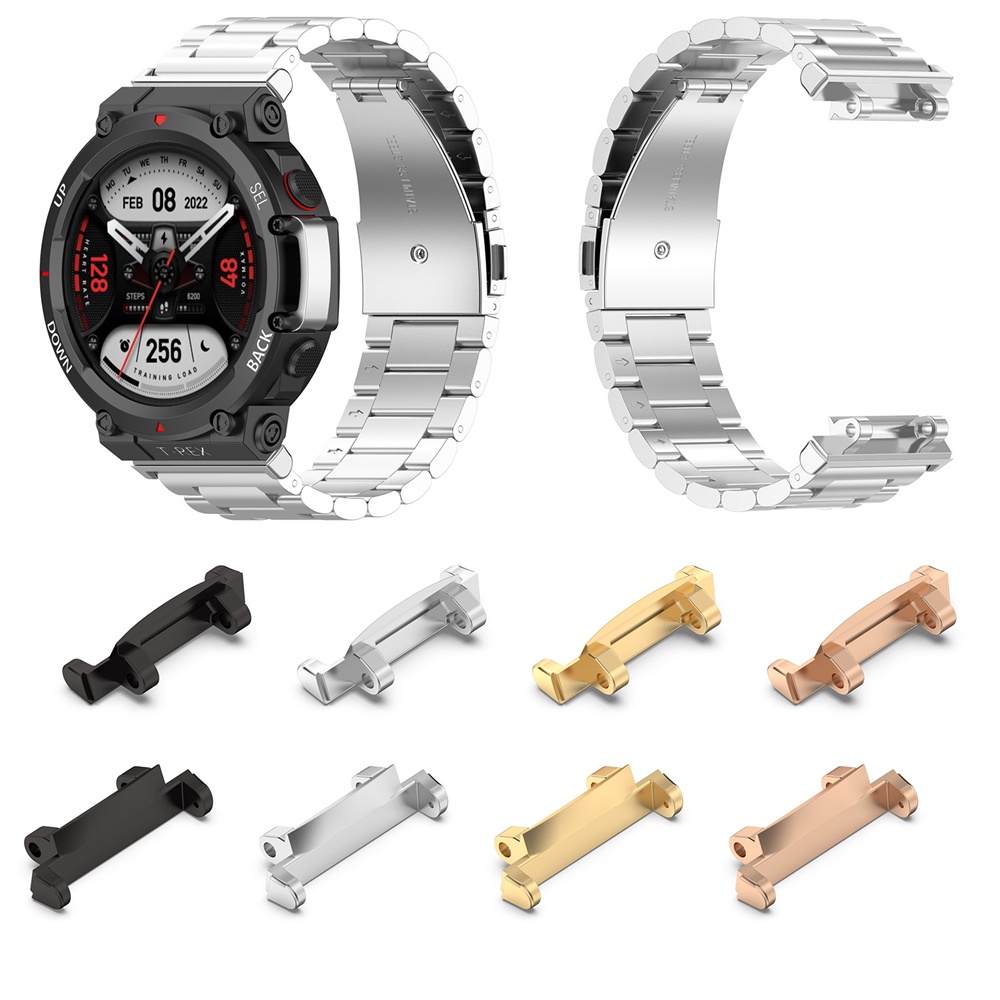 1 Pasang Adapter Konektor strap Smartwatch Huami Amazfit T-Rex 2 316L Ke 22MM Bahan Stainless Steel