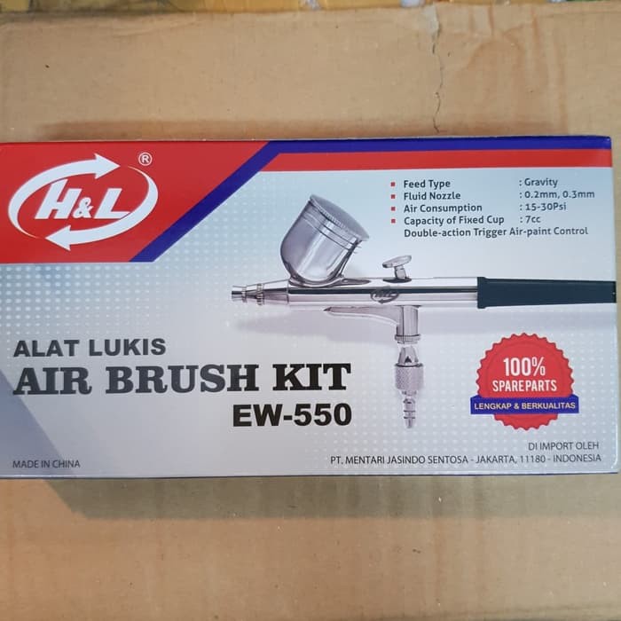 Air Brush Kit Pen Brush Spray Gun Lukis Merk H&amp;L EW-550