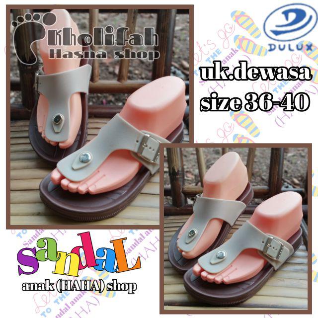 Sandal jepit perempuan dewasa 36-40 dulux 213B (6b)-Coklat tali krem