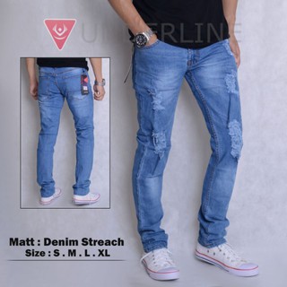 Jual COD CELANA JEANS PRIA UNDERLINE ORIGINAL SLIMFIT RIPPED JEANS